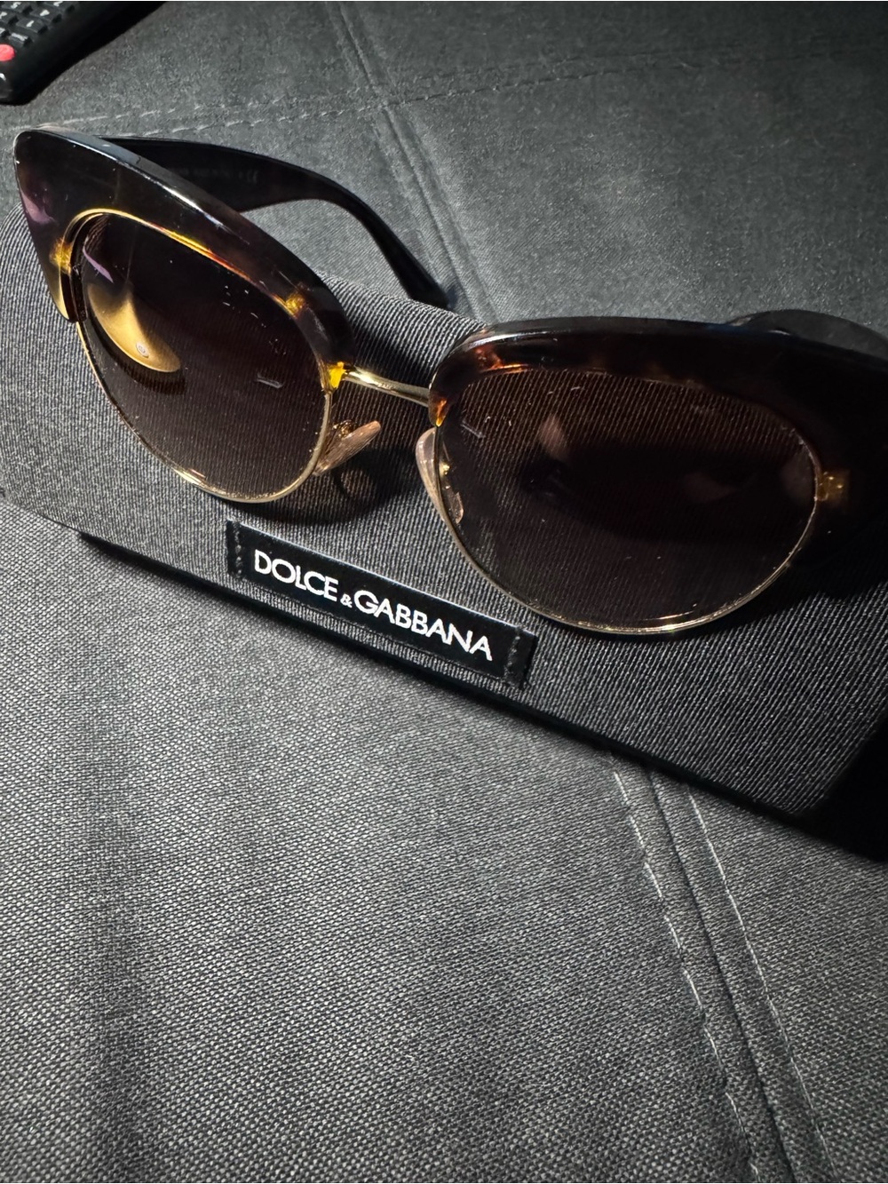Dolce & Gabbana Tortoiseshell Cat-Eye Sunglasses with Dark Brown Lenses